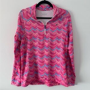 Vineyard Vines Performance Quarter Zip Whale Tail Print Women’s Sz L